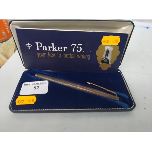 Boxed Parker 75 fountain pen with 14ct gold nib