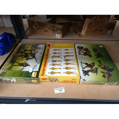 Three military model kits