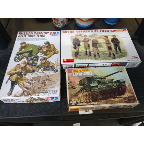 Three military model kits