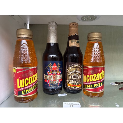 60 - Lot inc Royal Brew Lager, Wilson's Blackpool Light Ale and Lucozade