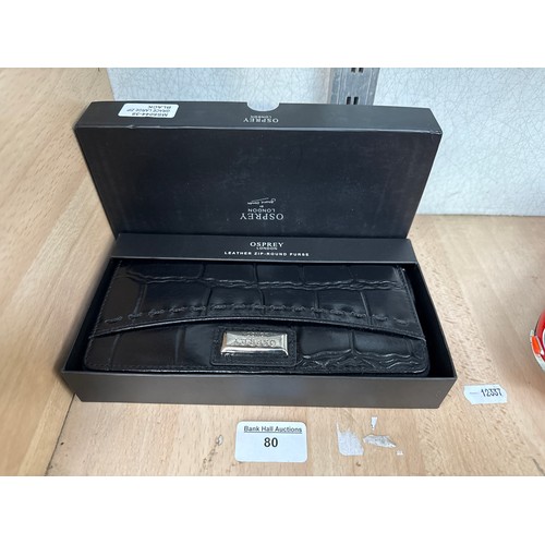80 - Boxed as new, Osprey leather purse
