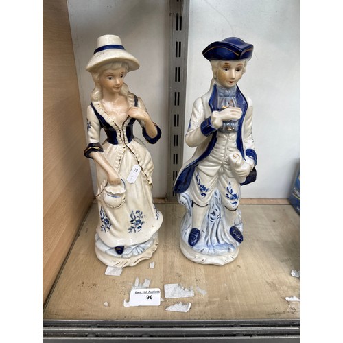 96 - Two Blue & White ornamental figurines