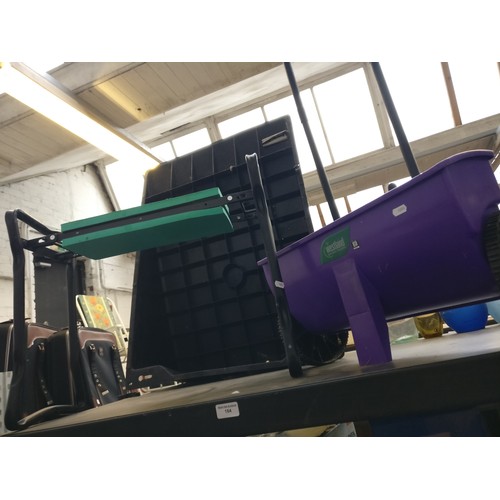 184 - Folding garden stool and seed spreader