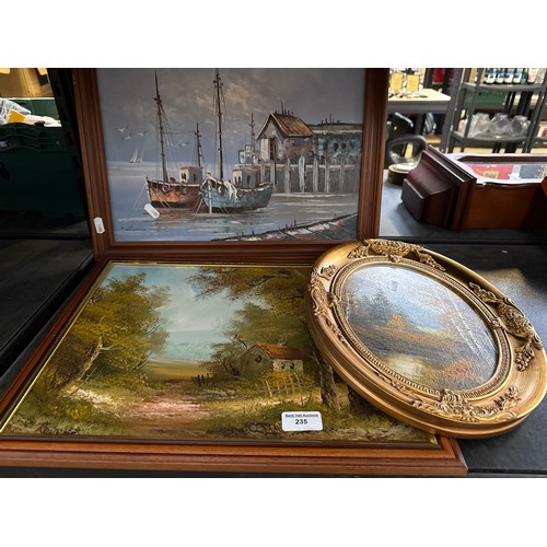 235 - Three oil on board paintings