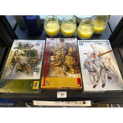 Three military model kits
