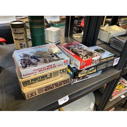 Six military model kits