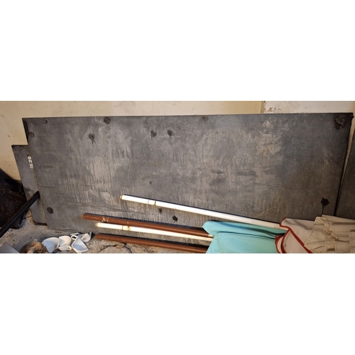 80 - Four large pieces of Italian marble including at least two bar tops, all with polished tops (4)