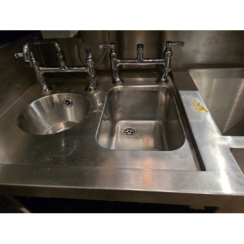 45 - Large one piece stainless steel sink and drainage area