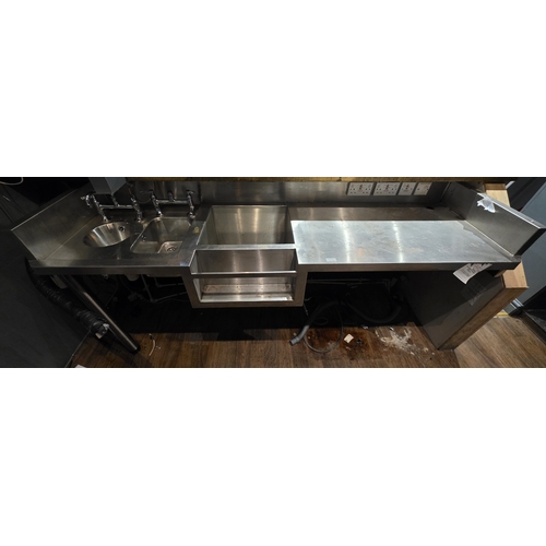 45 - Large one piece stainless steel sink and drainage area