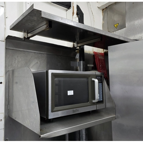13 - Quatro microwave and two stainless steel shelves (to be unscrewed by buyer)