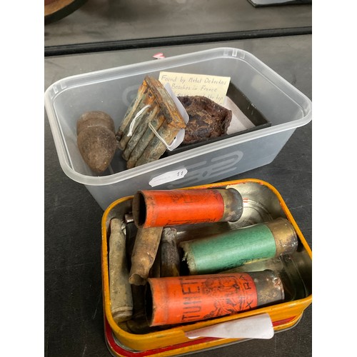 Collection of vintage military shells, etc