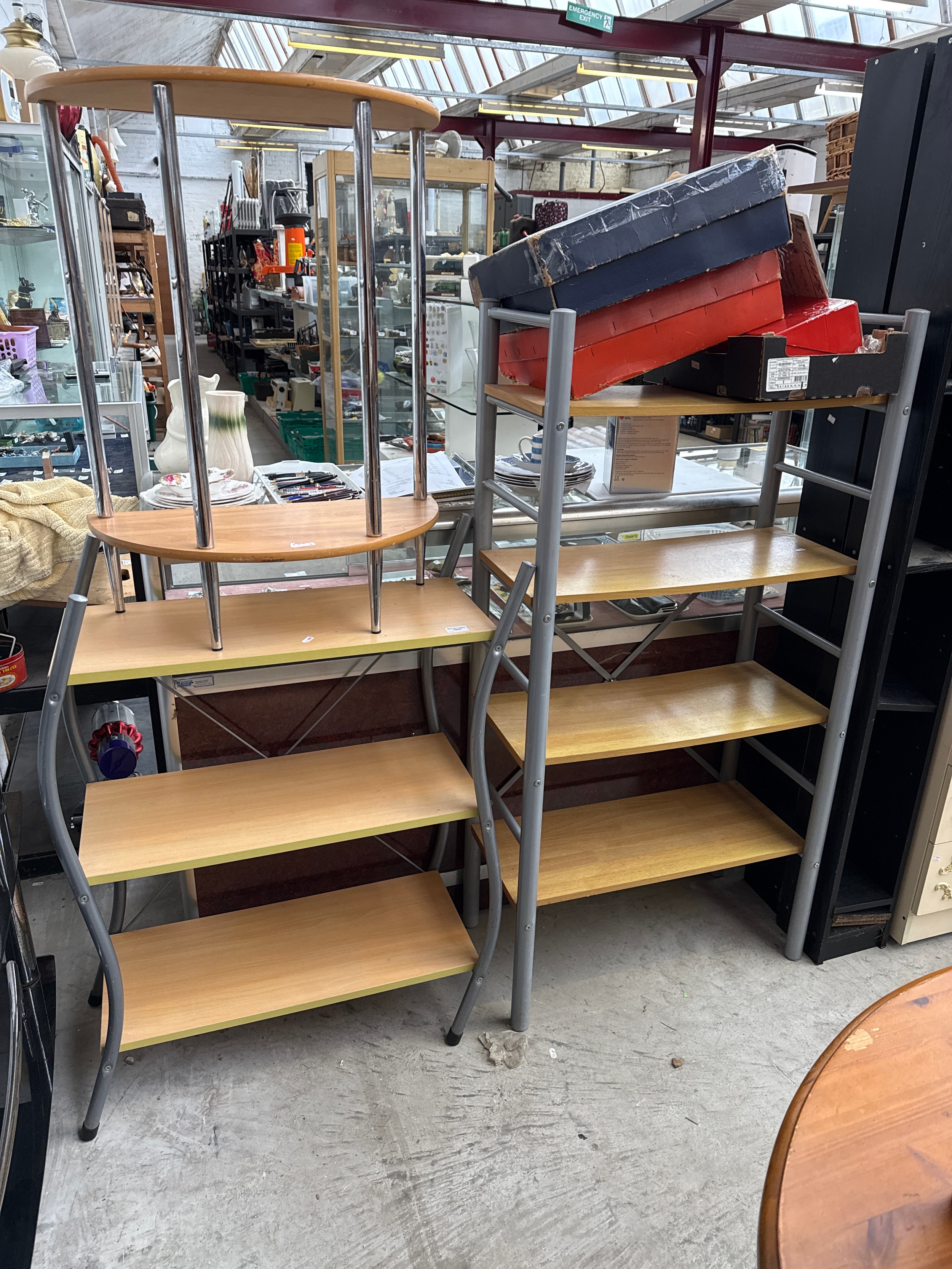 3 x assorted open shelf stands