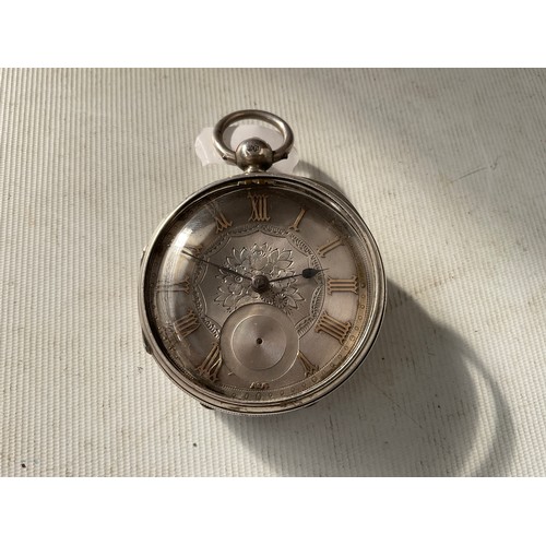 39 - Vintage silver hallmarked fusee pocket watch with floral engravings