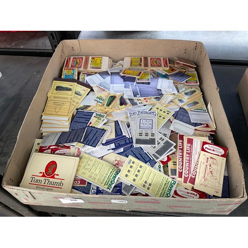 208 - Box inc matchbox games, Player game cards, Embassy punch lines cards, etc