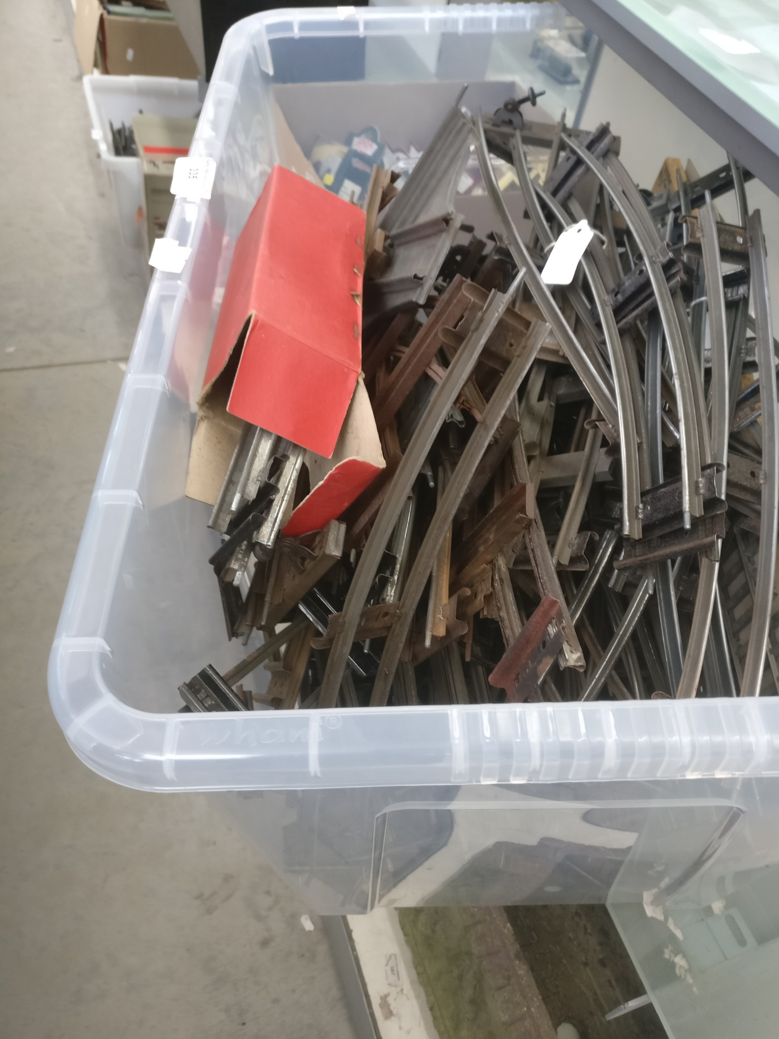 Box of model rail track