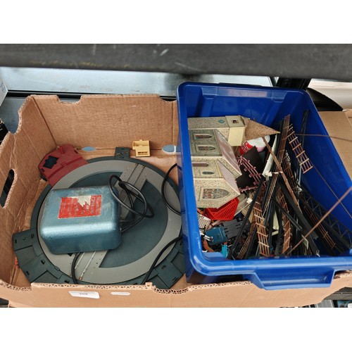 Box of model rail items