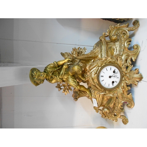 118 - Ornate French Ormolu Clock with Guiklt Bronze Figure. COLLECTION ONLY