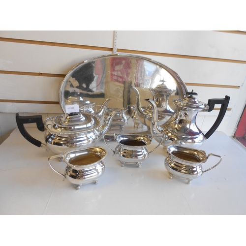 120 - Silver Plated Tea service with Gallery Tray