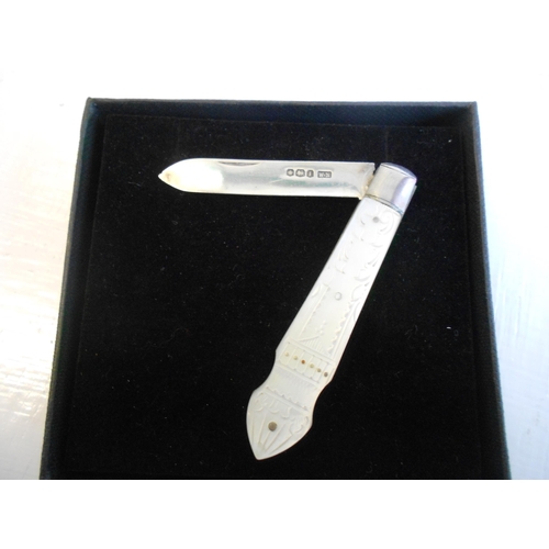 31 - Silver & Mother of Pearl Fruit Knife,WN