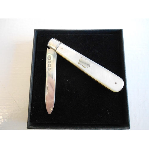 49 - Silver & Mother of Pearl Fruit Knife