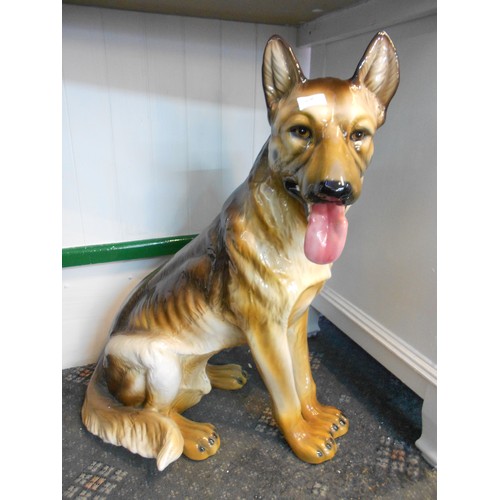 38 - Large Pottery German Sheppard Figure ,approx 75cm. COLLECTION ONLY