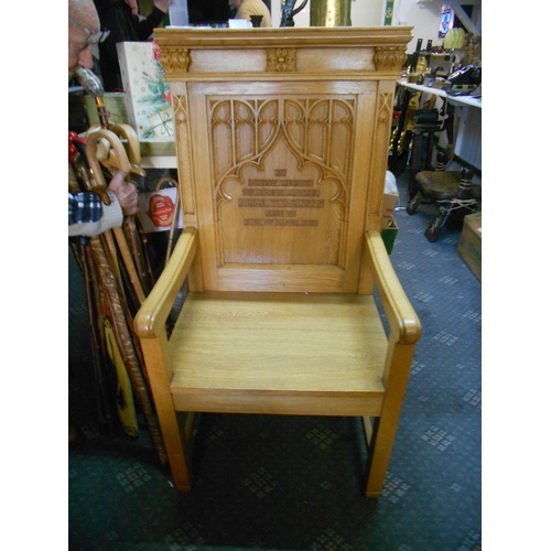 122 - Solid Oak Church Chair, Collection Only