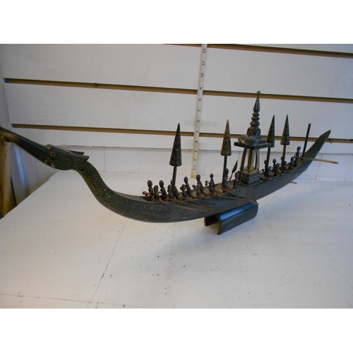 72 - Very Ornate Carved Boat made from Horn