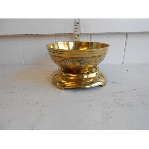 38 - Islamic Style Heavy Brass Bowl with Stand