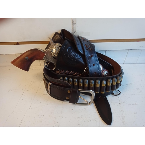 182 - Denix Spanish Replica Blank Firing Gun with Belt & Holster