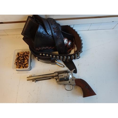 182 - Denix Spanish Replica Blank Firing Gun with Belt & Holster