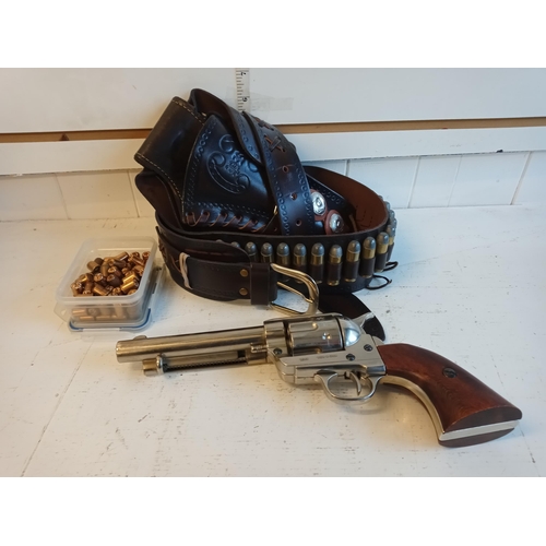 182 - Denix Spanish Replica Blank Firing Gun with Belt & Holster