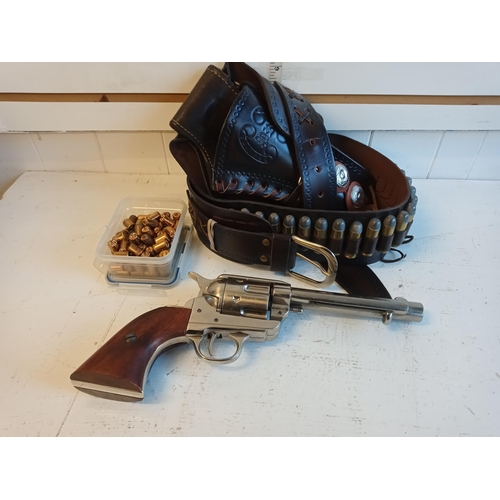 182 - Denix Spanish Replica Blank Firing Gun with Belt & Holster