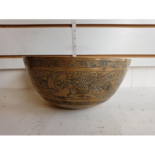 14 - Nicely Decorated Heavy Bronze Bowl