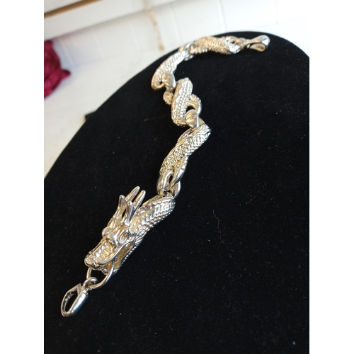 144 - Silver Dragon Bracelet 36.7 grams