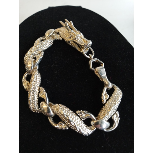 144 - Silver Dragon Bracelet 36.7 grams