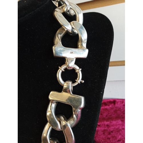 151 - Very Large Curb Link Silver Necklace & Bracelet