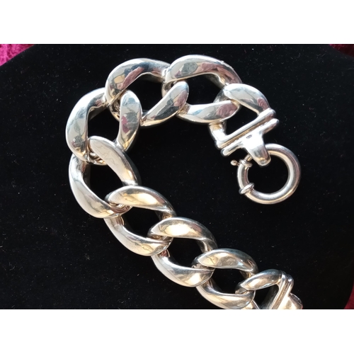 151 - Very Large Curb Link Silver Necklace & Bracelet