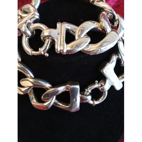 151 - Very Large Curb Link Silver Necklace & Bracelet