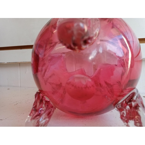 2 - Lava Effect Cranberry Glass Vase