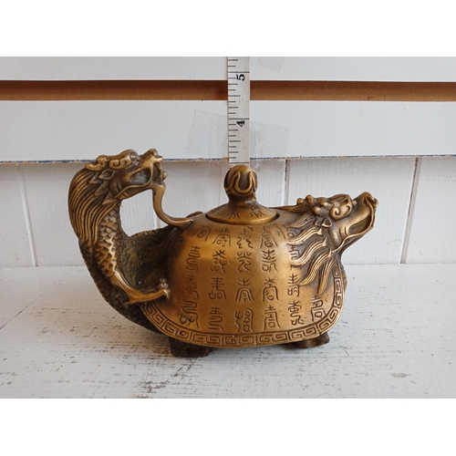 231 - Signed Heavy Chinese Bronze Teapot