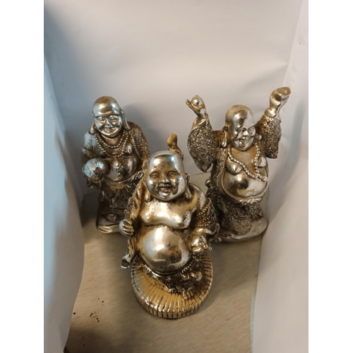 346 - 3 Silver Colour Buddha Wise Man