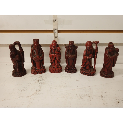 370A - 6 Standing Red Buddhas