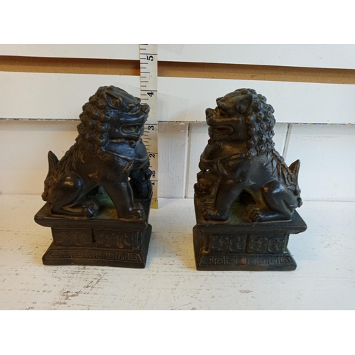 72 - Pair of Heavy Bronze Foo Dogs