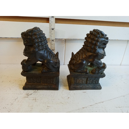 72 - Pair of Heavy Bronze Foo Dogs