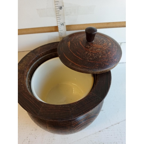 76 - Wooden Tea Caddy with Ceramic Liner