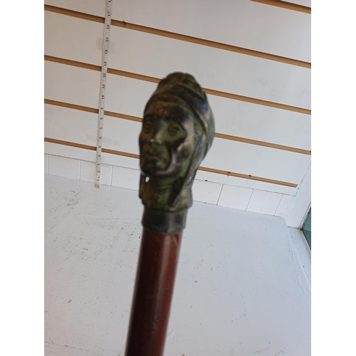 87 - Bronze Indian Head Walking Cane