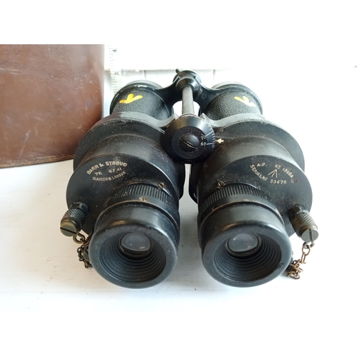 92 - Pair of Good Quality Barry & Stroud Navy Binoculars in Case