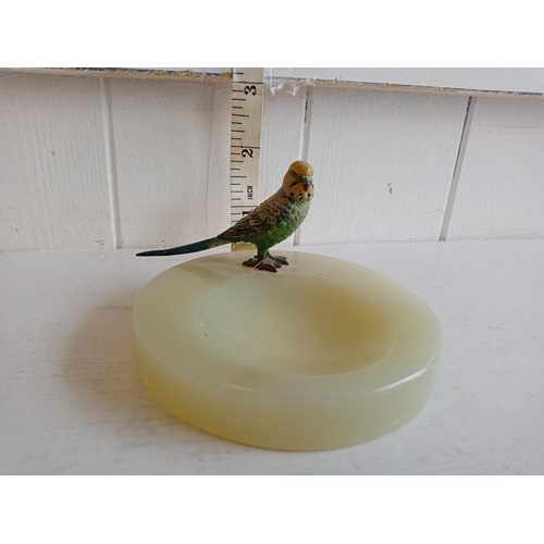 5 - Onyx Pin Dish with Cold Painted Budgie