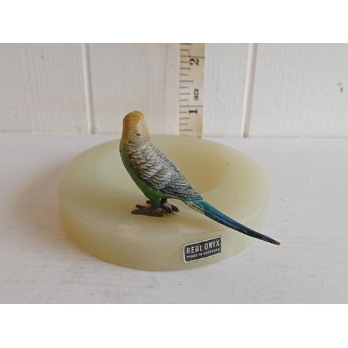 5 - Onyx Pin Dish with Cold Painted Budgie