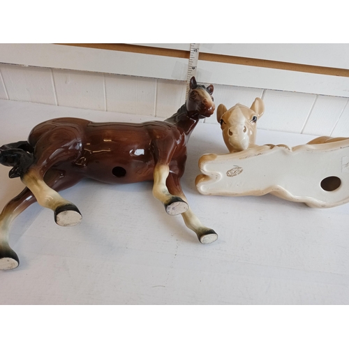 61 - Pottery Horse & a Pottery Donkey